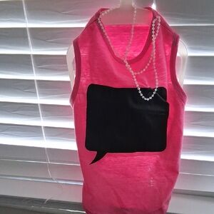 Pink Sleeveless Top with Black Graphic